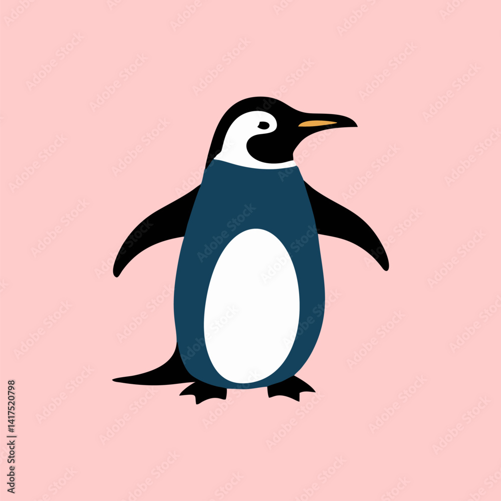 Fototapeta premium Cartoon penguin footprint vector with flat cute style for kids design