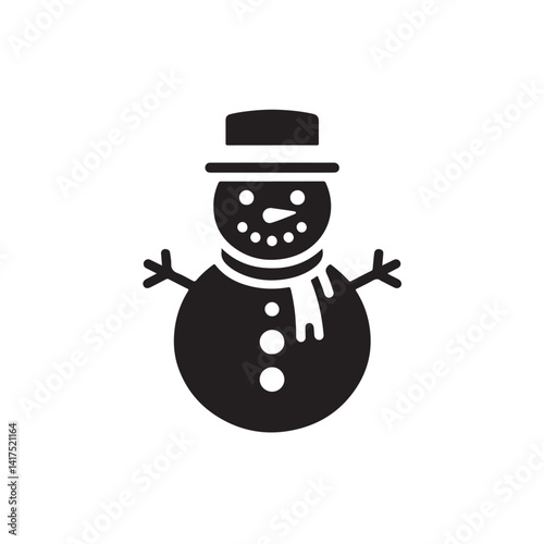 Vector icon of a traditional snowman isolated on a white background 