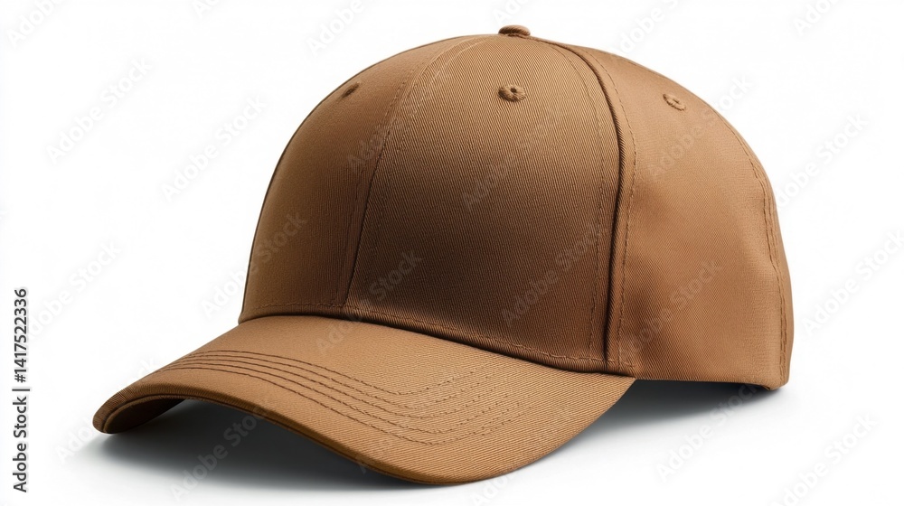 Brown cap mockup isolated on white background. Generative AI Brown cap mockup isolated on white background. Generative AI