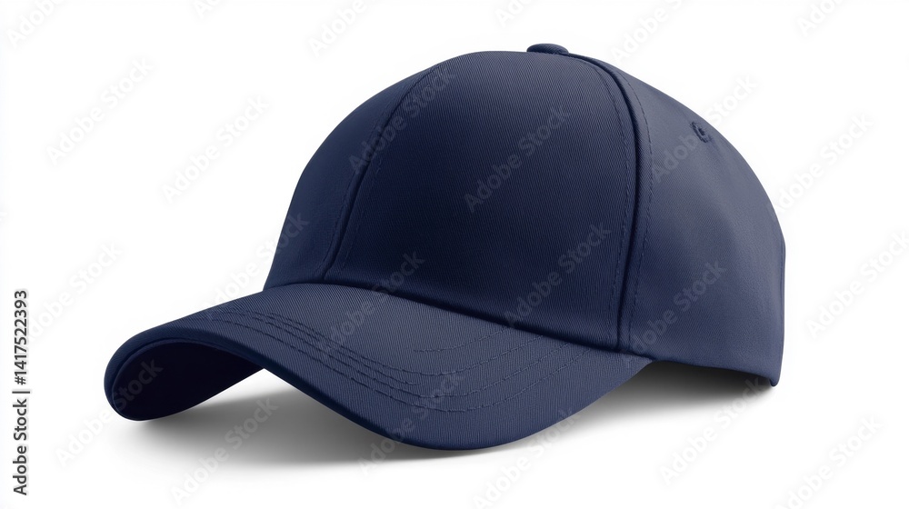 Navy blue baseball cap mockup on white background. Generative AI