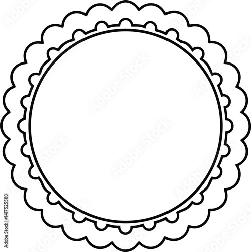 Scalloped Heart Frame Vector | Romantic Border, Cute Label & Love-Themed Icon