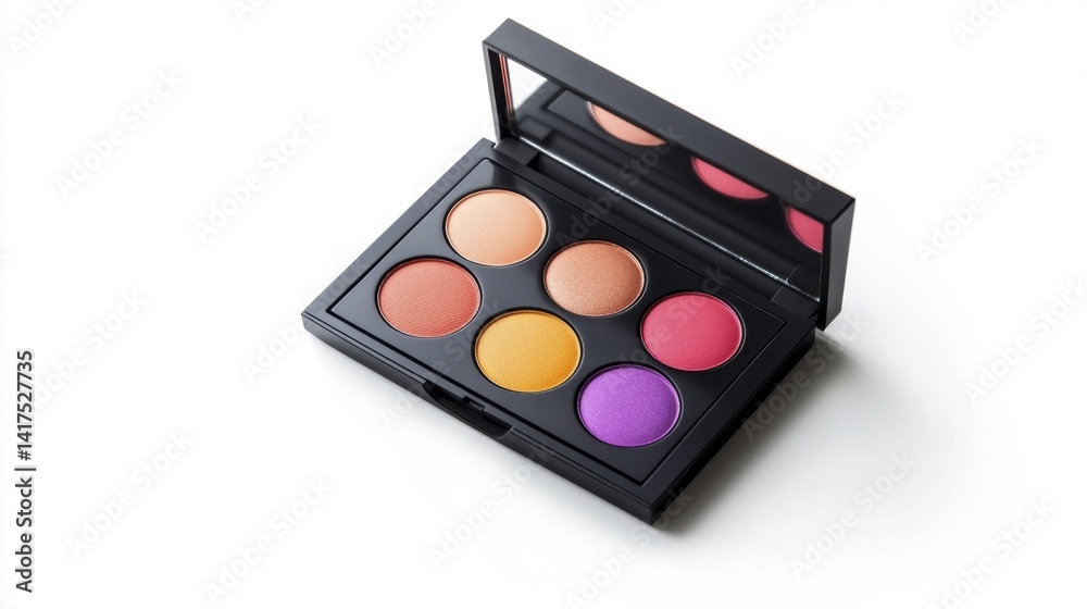 Cosmetic Makeup Palette with Mirror on White Background. Generative AI Cosmetic Makeup Palette with Mirror on White Background. Generative AI
