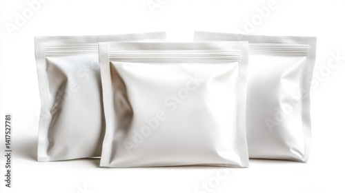 Obraz na płótnie White packing pouches for face masks isolated on a white background. Generative AI w salonie