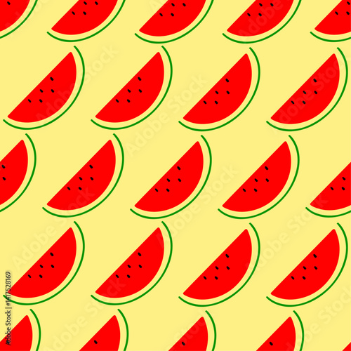 Watermelon drawing illustration vector seamless pattern. Simple design.