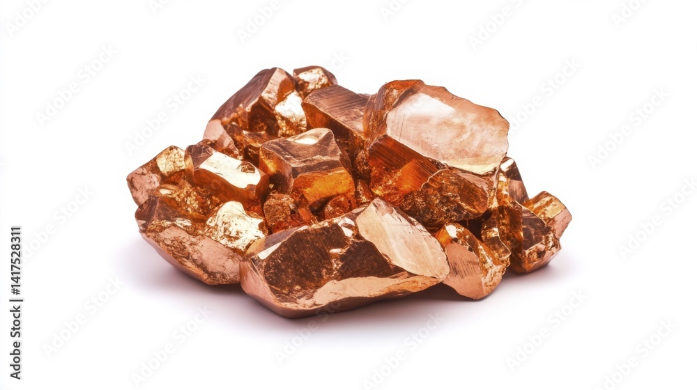 Copper crystals isolated on white background. Generative AI Copper crystals isolated on white background. Generative AI