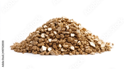 Obraz na płótnie Golden vermiculite granules on white background. Generative AI w salonie