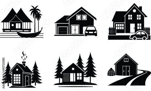 Traditional House Collection – Cultural Architecture and Vintage Home Vector Illustrations like 

