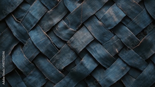 Handwoven fabric texture top view background design. Generative AI