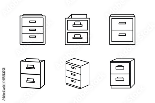 file cabinet line art vector illustration