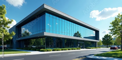 Wallpaper Mural Modern glass office building with reflective tinted windows on a clear sunny day, urban, cityscape, skyscraper Torontodigital.ca