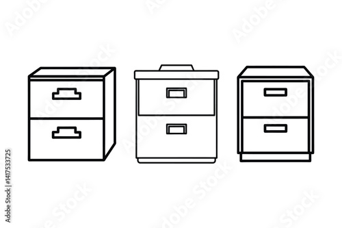 file cabinet icon vector outline illustration