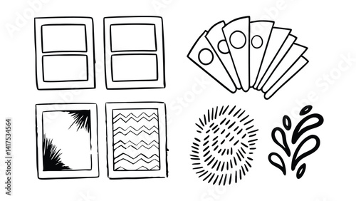 Hand Drawn Design Elements Set Frames Patterns Textures Backgrounds Illustrations