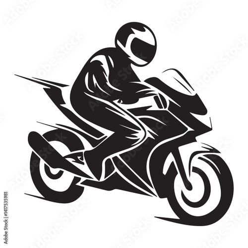 Sports MotoGP racer vector silhouette on a white background