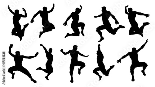 set of parkour silhouette vector on white background