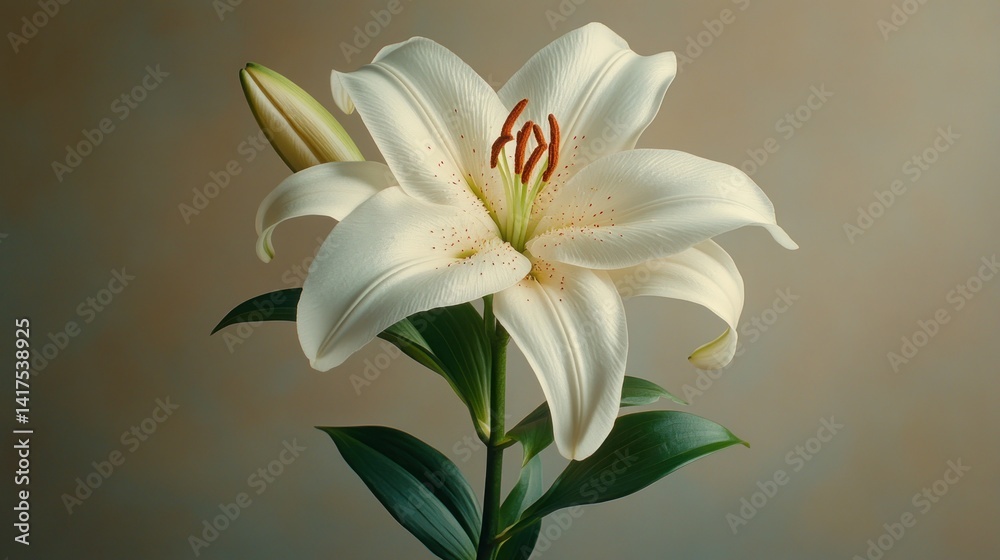 Obraz premium Delicate white lily, close-up