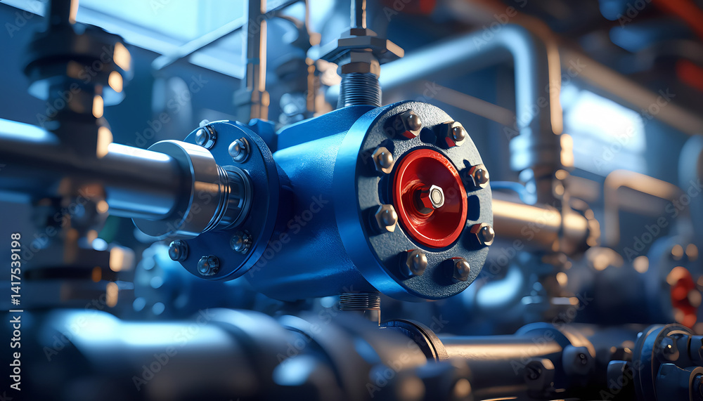 Obraz premium A blue pipe with red and white markings