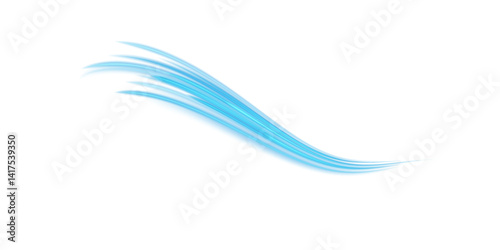 Blue airflow and wave motion effect with transparency and glow. Perfect for fresh wind, filtration, air circulation, or nature-inspired environmental PNG elements.