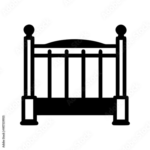 Classic Bed Frame with Pillars Icon Design
