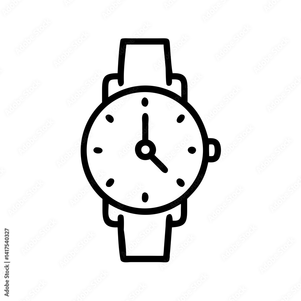 Classic Watch with Strap Detail Icon Design Classic Watch with Strap Detail Icon Design