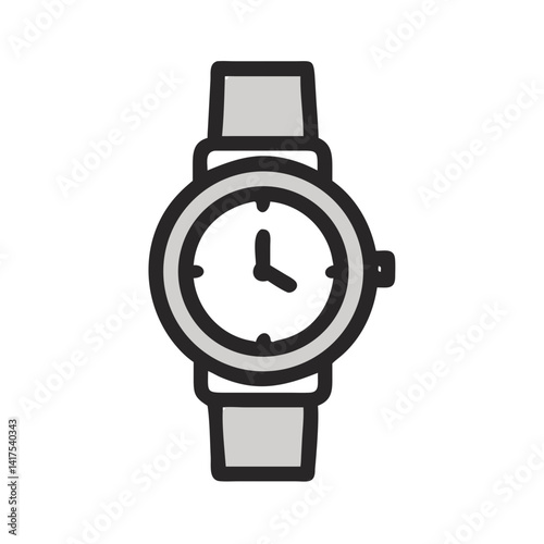 Classic Watch with Strap Detail Icon Design