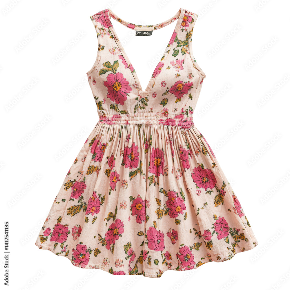 Obraz premium Floral summer dress fashion showcase studio clothing photography bright elegant vibes