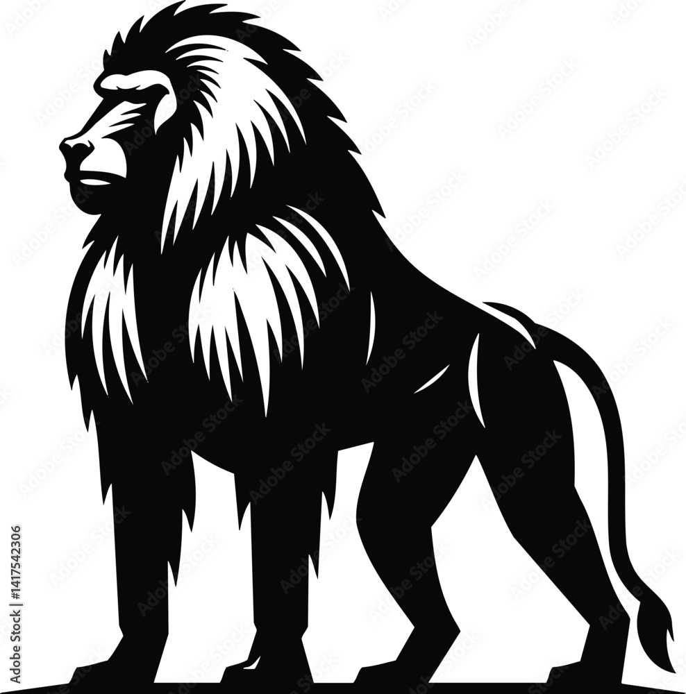 Obraz premium Baboon silhouette a powerful primate standing tall