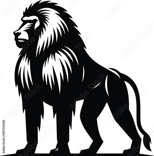 Baboon silhouette a powerful primate standing tall