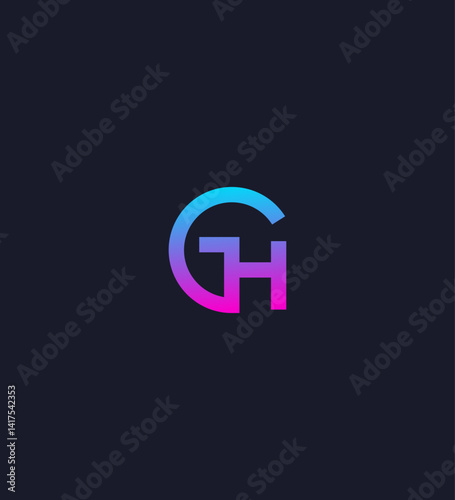 GH Logo Design, Modern Branding, Initial Monogram, Circle Icon, Tech Startup, Abstract Symb