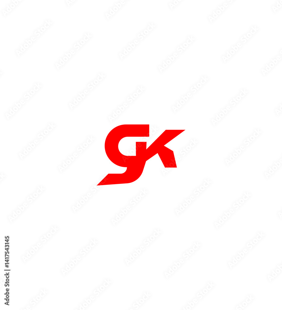 Red GK Logo Design Modern, Bold, Interlocked Letters Red GK Logo Design Modern, Bold, Interlocked Letters