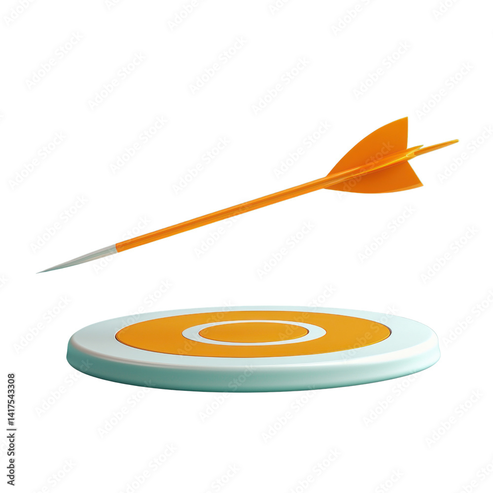 Dart Arrow Hitting Target in Bright Colors Representing Success Dart Arrow Hitting Target in Bright Colors Representing Success
