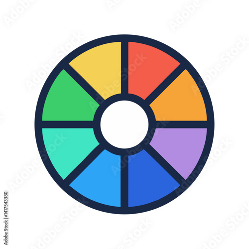 Color Wheel with Segment Divisions Icon Design