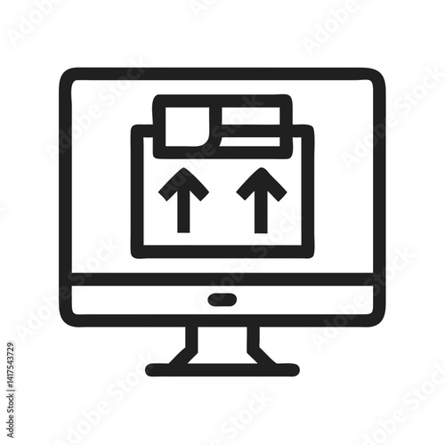 Computer Monitor with Package Arrows Icon Design