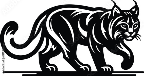 Bobcat Prowling Silhouette in Modern Illustration Style