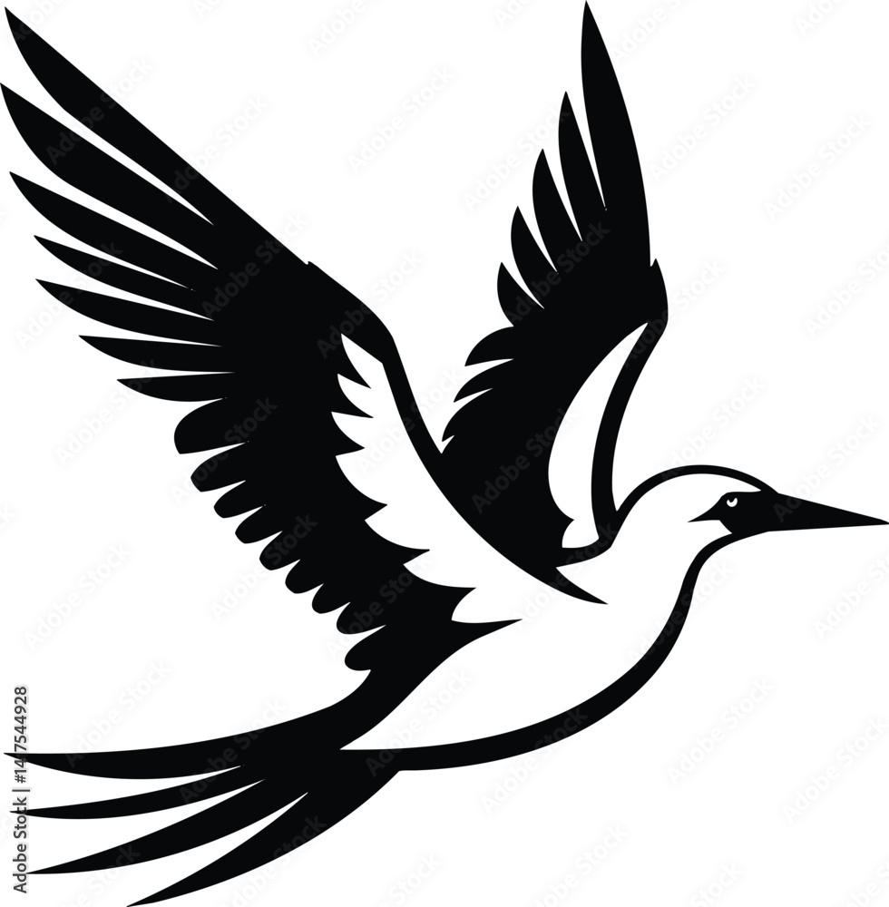 Obraz premium Elegant Booby Bird Silhouette in Mid Flight Vector