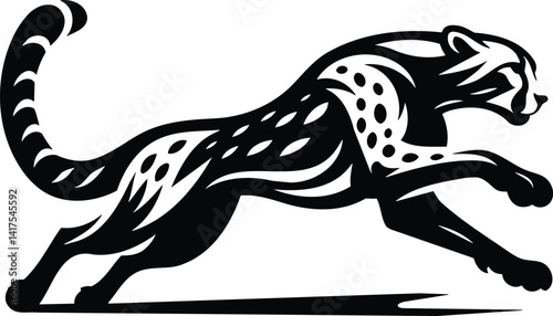 Cheetah Sprinting Silhouette Vector Illustration