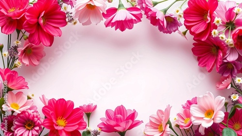 Wallpaper Mural Frame with colorful flowers on clear white background Greeting card design for holiday Mothers day E Torontodigital.ca