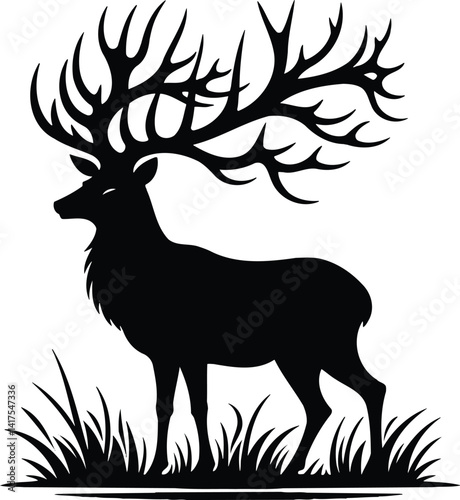 Majestic Stag Silhouette Modern Illustration with Elegant Antlers