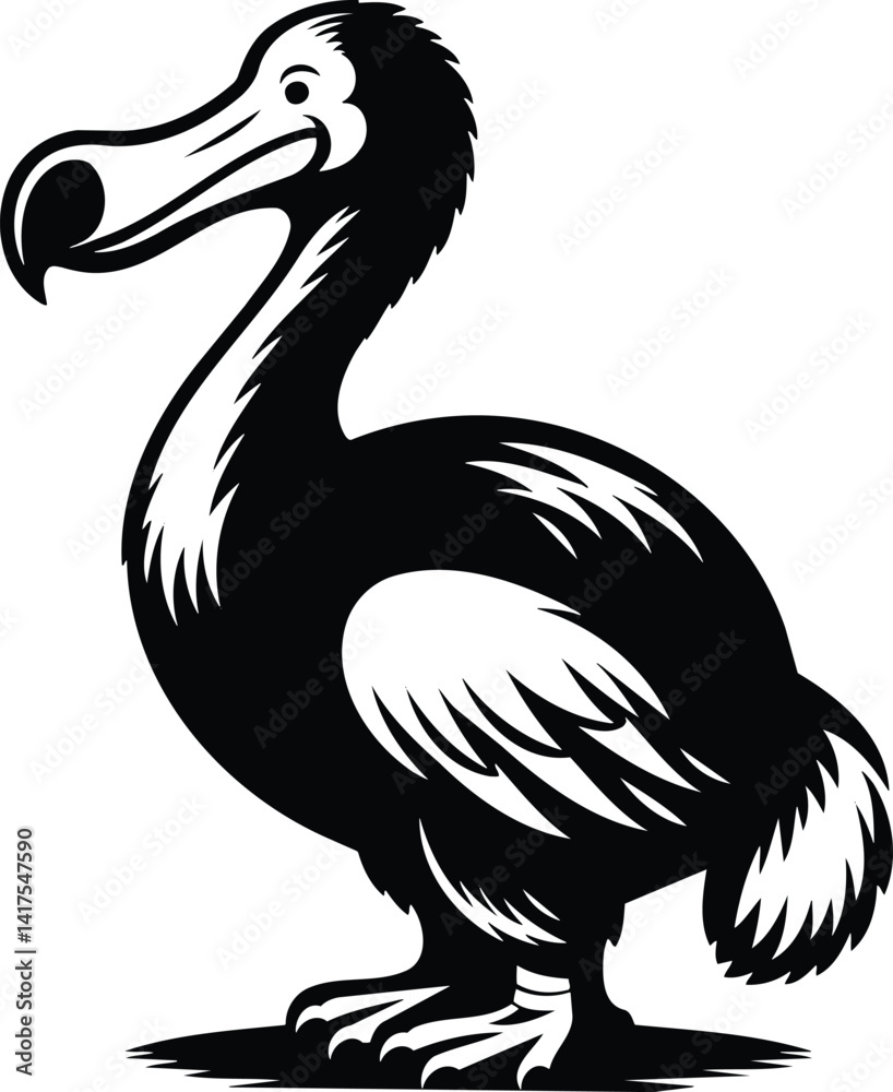 Fototapeta premium Dodo Bird Silhouette Standing Proudly with Tilted Head