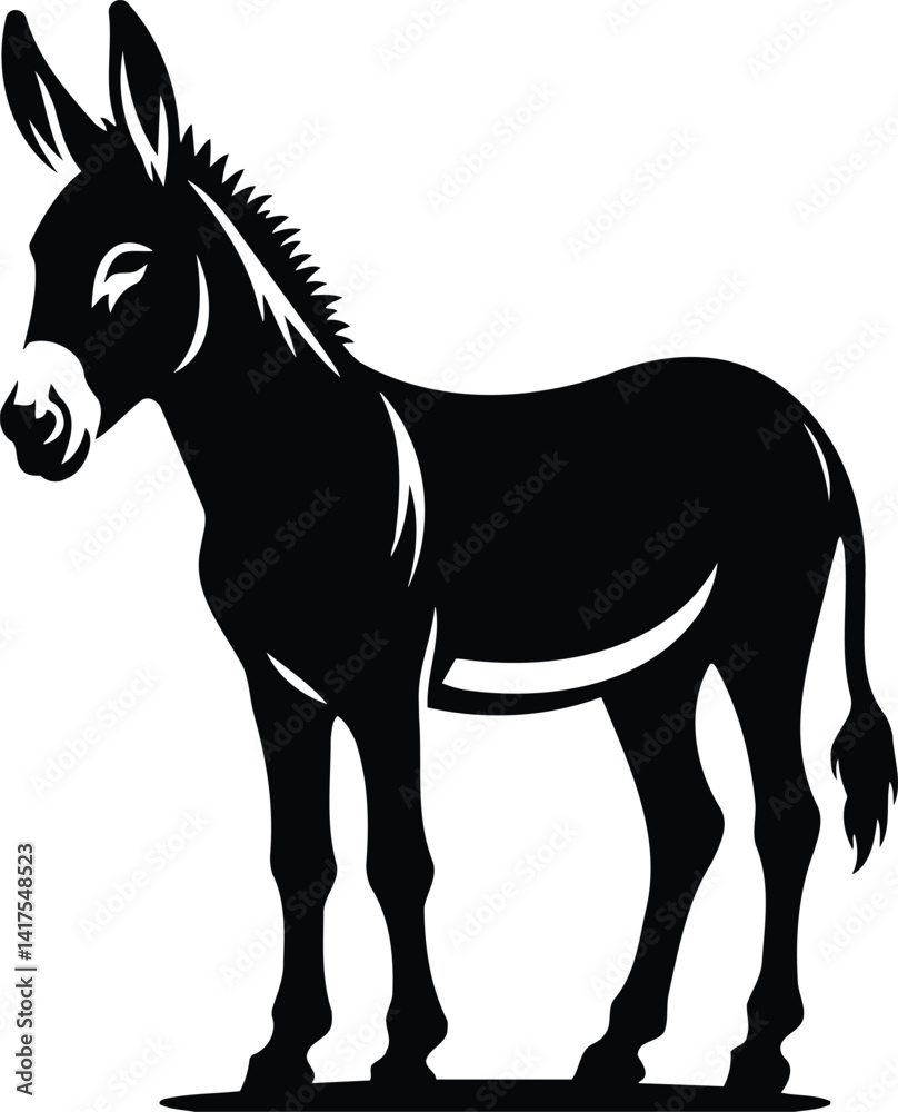 Fototapeta premium Proud Donkey Silhouette Standing Strong and Alert