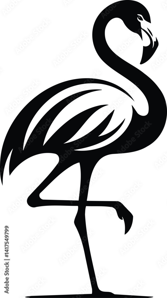 Obraz premium Elegant Flamingo Silhouette Graceful Bird Standing on One Leg
