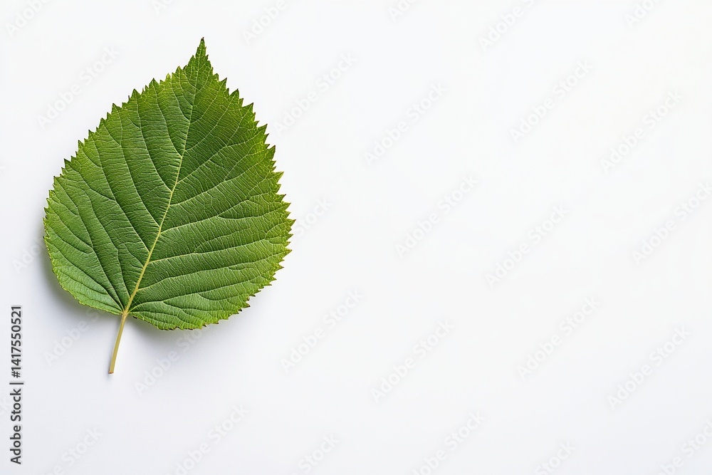 Fototapeta premium A leaf is shown on a white background. , isolated on white background.