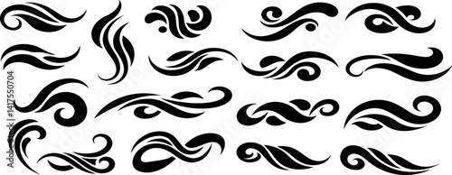 Smoke steam icon vector logo set. Smoke smell, steam aroma heat icon illustration. Hot vapor fire doodle line logo. Hit stink, coffee, fragrance flame elements.