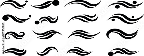 Smoke steam icon vector logo set. Smoke smell, steam aroma heat icon illustration. Hot vapor fire doodle line logo. Hit stink, coffee, fragrance flame elements.