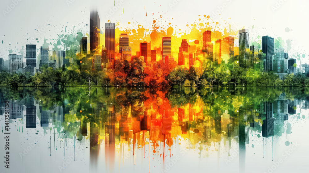 Obraz premium Energy Efficiency Innovation, a sustainable city powered by renewable energy sources and optimized energy management systems