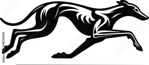 Greyhound sprinting at full speed silhouette
