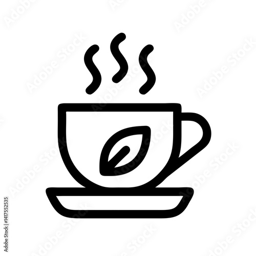 Cup of Tea with Leaf Garnish Icon Design