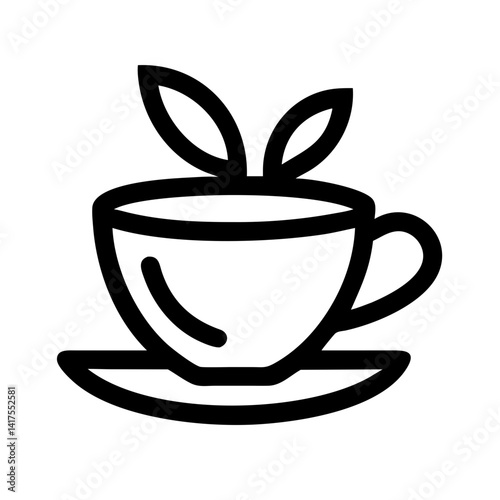 Cup of Tea with Leaf Garnish Icon Design