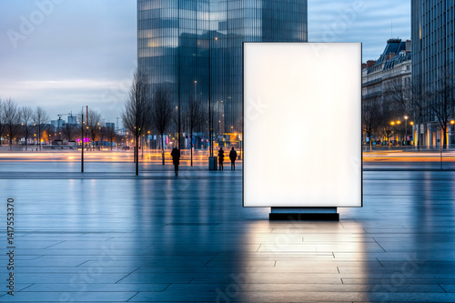 Mock up pour un panneau publicitaire lumineux le soir photo
