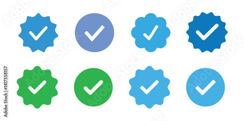 Verified badge profile set. Social media account verification icons . Guaranteed signs.Verified symbol. Approval done element collection. vector illustration eps 10.