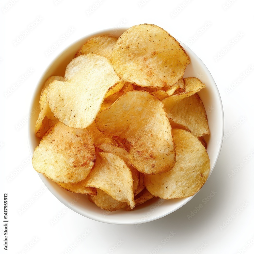 A Bowl of Crispy Seasoned Potato Chips Ready to Eat Delicious Snack Food A Bowl of Crispy Seasoned Potato Chips Ready to Eat Delicious Snack Food